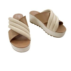 Sorel Women's Cameron Flatform Puff Mule Beige Cream Size 9.5